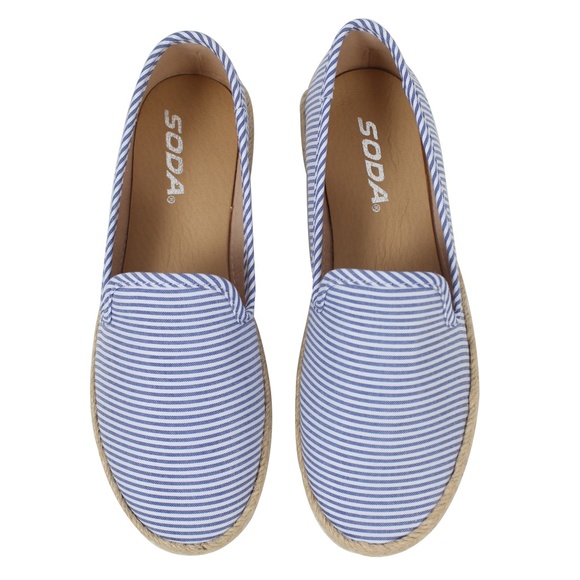 Shoes - Blue Stripe Espadrille Loafer Slip On Shoes